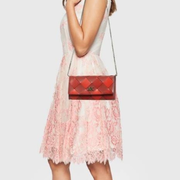 Michael Kors Red Woven Clutch Crossbody